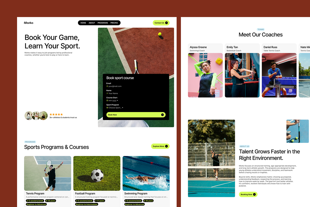 Sport Academy Framer Template, an UI Kit Template by Rozepaars Design (Photo 2 of 4)