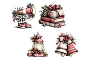 Watercolor Vintage Christmas Clipart, a Seasonal Illustration by Creative Art (Thumbnail 7 of 7)