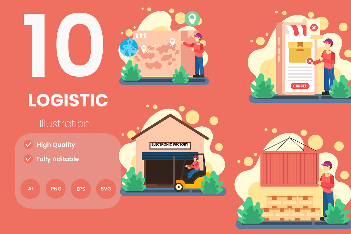 Logistic Illustration Pack, an Illustration by baii09 (Photo 1 of 4)