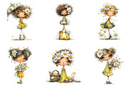 Whimsical Daisy Girl Clip Art, an Illustration by Designking (Thumbnail 5 of 5)