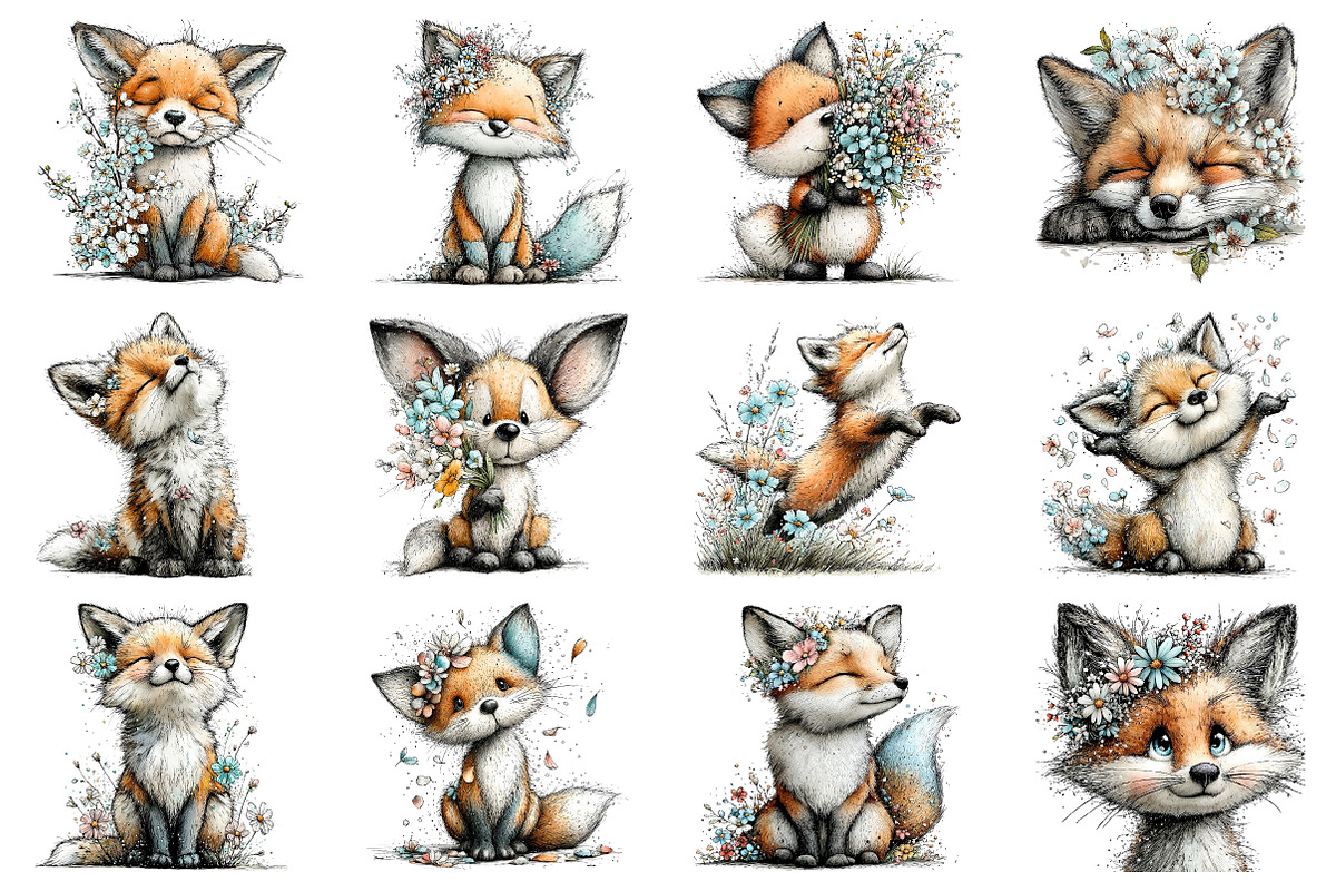 Whimsical Spring Fox Clipart, an Illustration by Dream Creation (Photo 2 of 4)
