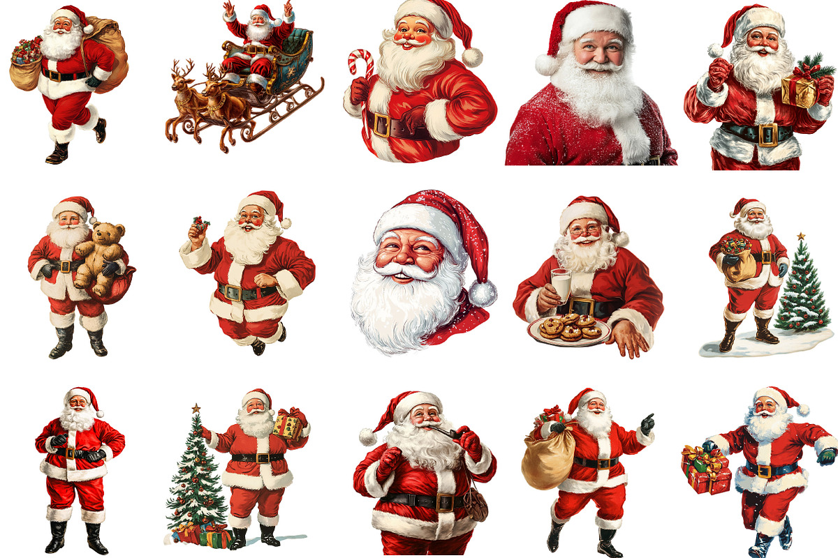 Classic 1950s Santa Claus Clipart, an Illustration by Designking (Photo 3 of 5)
