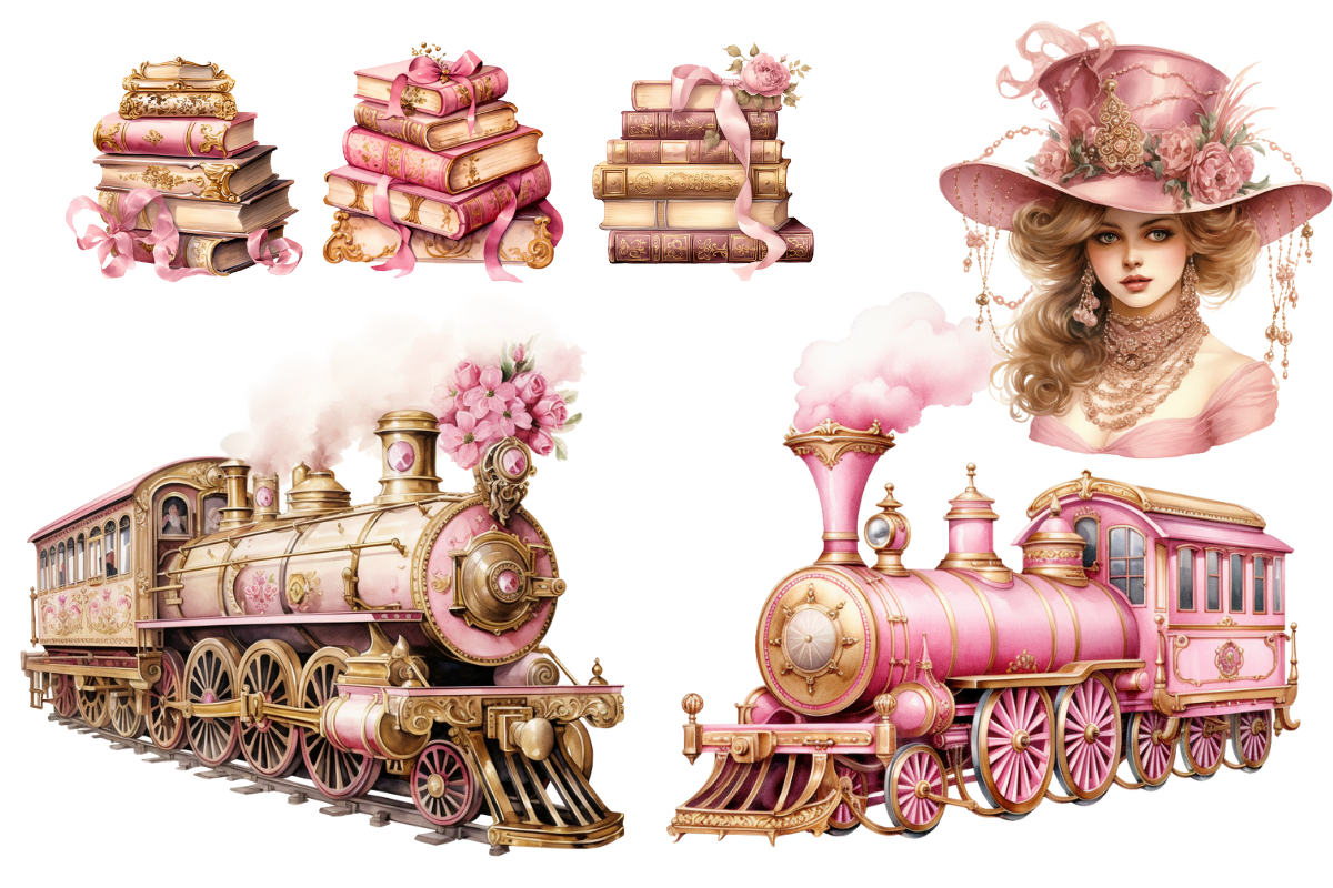 Pink & Gold Royal Victorian Clipart, an Object Illustration by Digital Xpress (Photo 5 of 10)