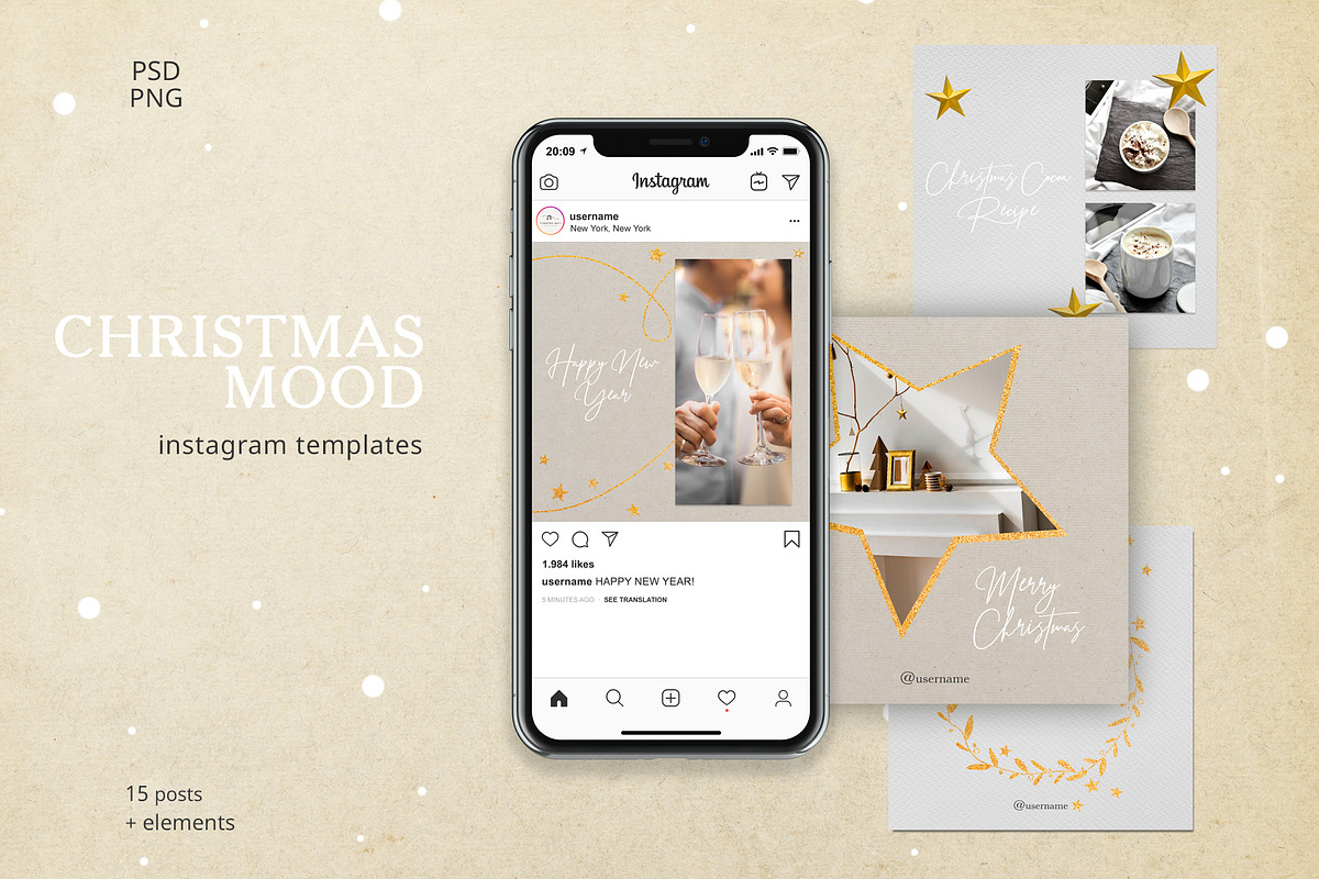 CHRISTMAS MOOD Instagram Templates, a Social Media Template by Olg Store (Photo 1 of 6)