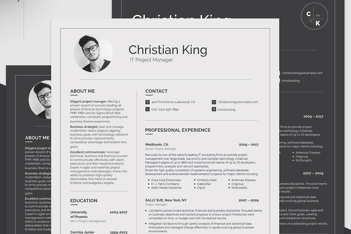 Printable Resume for Project Manager, a Resume Template by MotoCMS (Photo 1 of 2)
