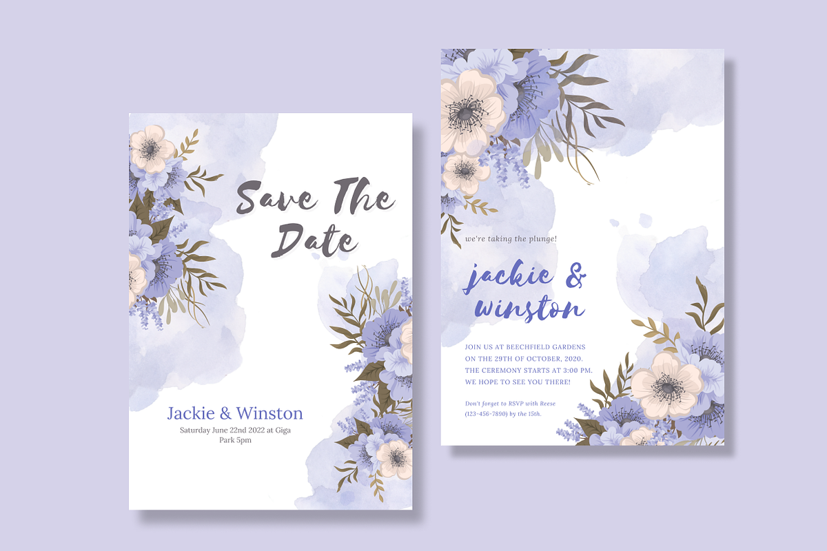 Purple Watercolor Invitation Card, an Invitation Template by Weddinginvitation by Fati (Photo 2 of 2)