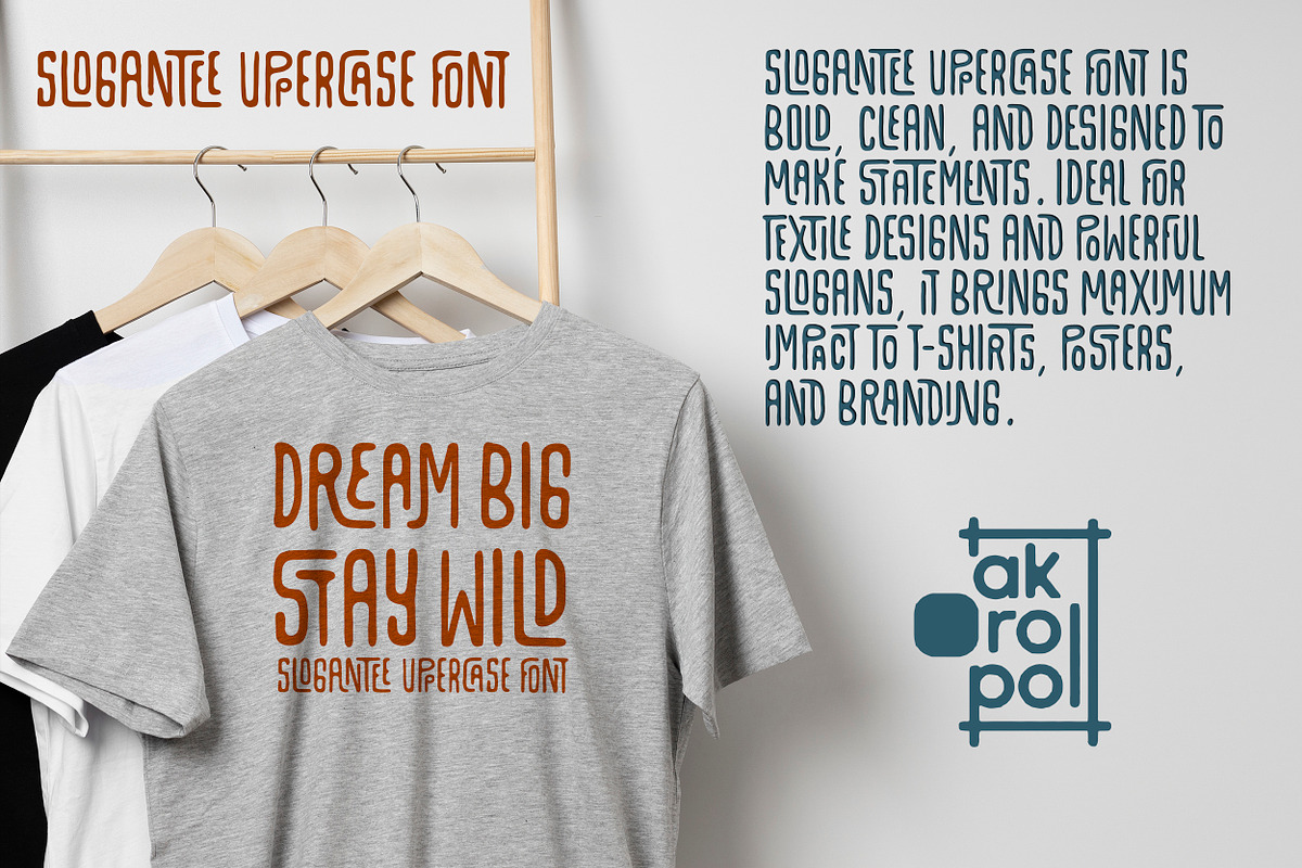 SloganTee Uppercase Font, a Font by akropol (Photo 3 of 3)