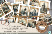 Whimsical Christmas Cottage Cards, a Background Graphic by Traveling Designer (Thumbnail 2 of 3)