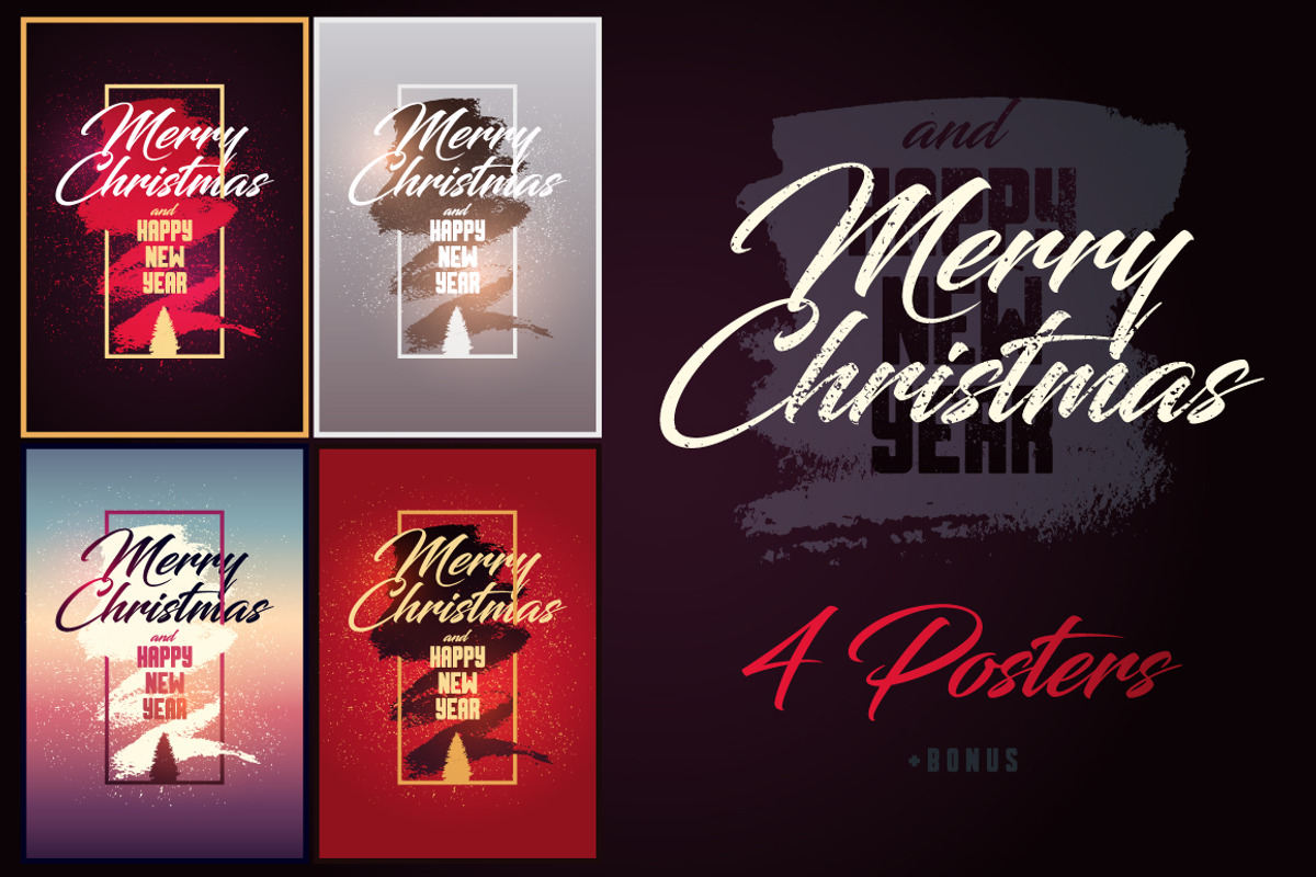 Vector Calligraphic Christmas cards., a Seasonal Illustration by PoPaShop (Photo 1 of 6)