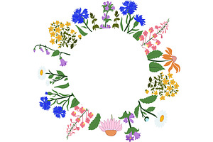 Vector card with herbs in a circle