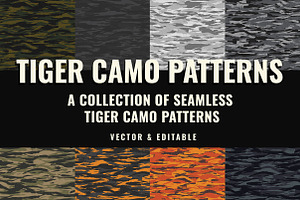 Vector Tiger Camo Seamless Patterns