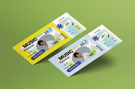 Y2K Music Festival Ticket, a Card Template by graphicook