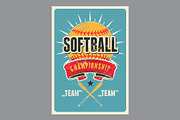 Softball vector poster set., a Sport Illustration by PoPaShop (Thumbnail 3 of 8)