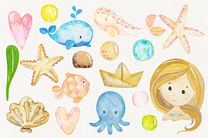 Mermaids 1. Watercolor Set