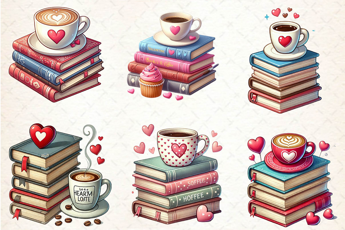 Valentine Books Sublimation Clipart, an Illustration by CreationArt (Photo 3 of 4)