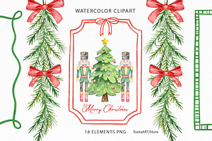 Watercolor Christmas Frames Clipart