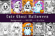 Cute Ghost Halloween Background, a Background Graphic by Coco Bloom (Thumbnail 1 of 6)