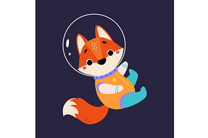 Space Adventure With Fox Astronaut