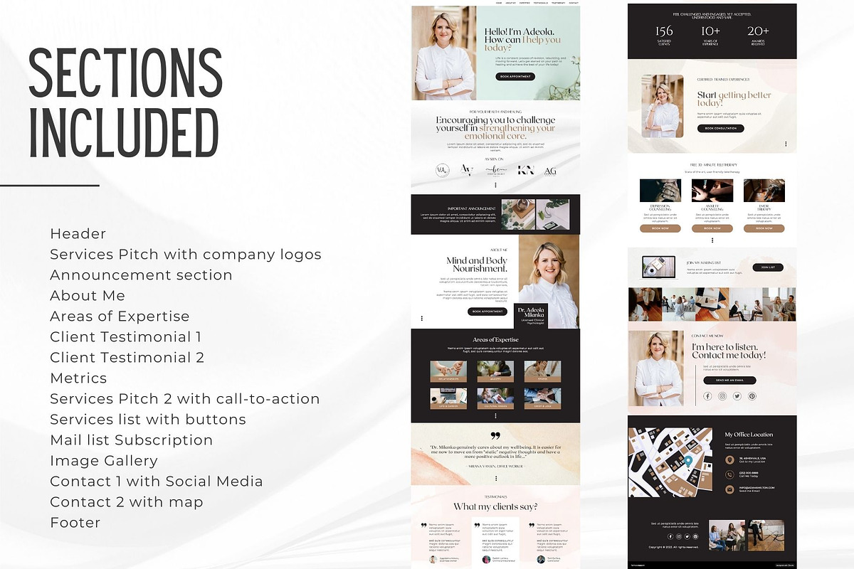 Therapist Canva Website Template, a Landing Page Template by Kromatic Design Studio (Photo 2 of 8)