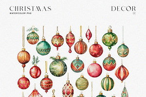 Watercolor Festive Christmas Set