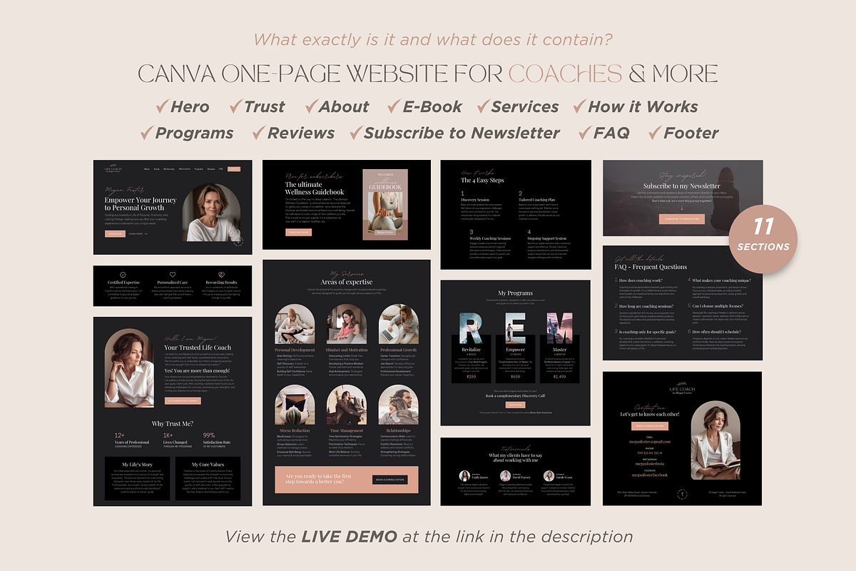 Coaching Website Canva Template, a Landing Page Template by vectorocean (Photo 5 of 11)