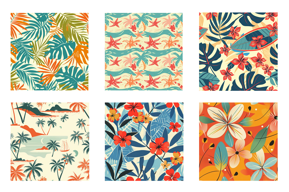 Retro Hawaiian Print Digital Paper, a Pattern Graphic by Chromolume Studio (Photo 3 of 28)