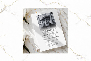 Funeral Invitation B&W Canva FR005, a Card Template by TyphoonStudio
