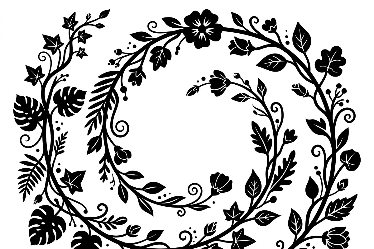 50 Elegant Floral Leaf Spiral Frame, a Decorative Illustration by Amazin_art (Photo 33 of 39)