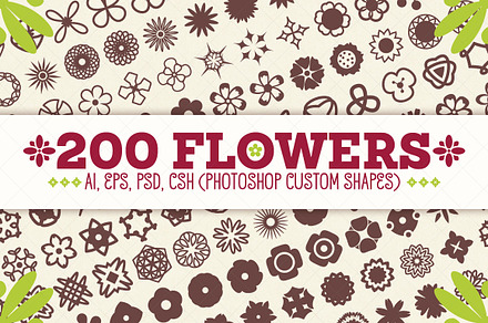 200 Flowers - Vector Shapes Set, a Shape Add-On by pixaroma