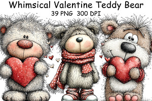 Whimsical Valentine Teddy Bear PNG, an Illustration by CraftArtStudio