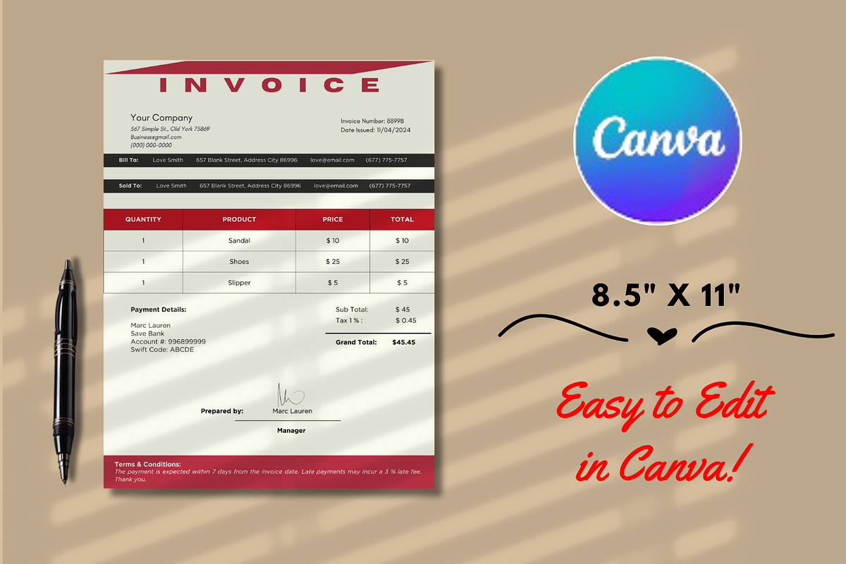 Professional Invoice, a Marketing Template by Digitynpro