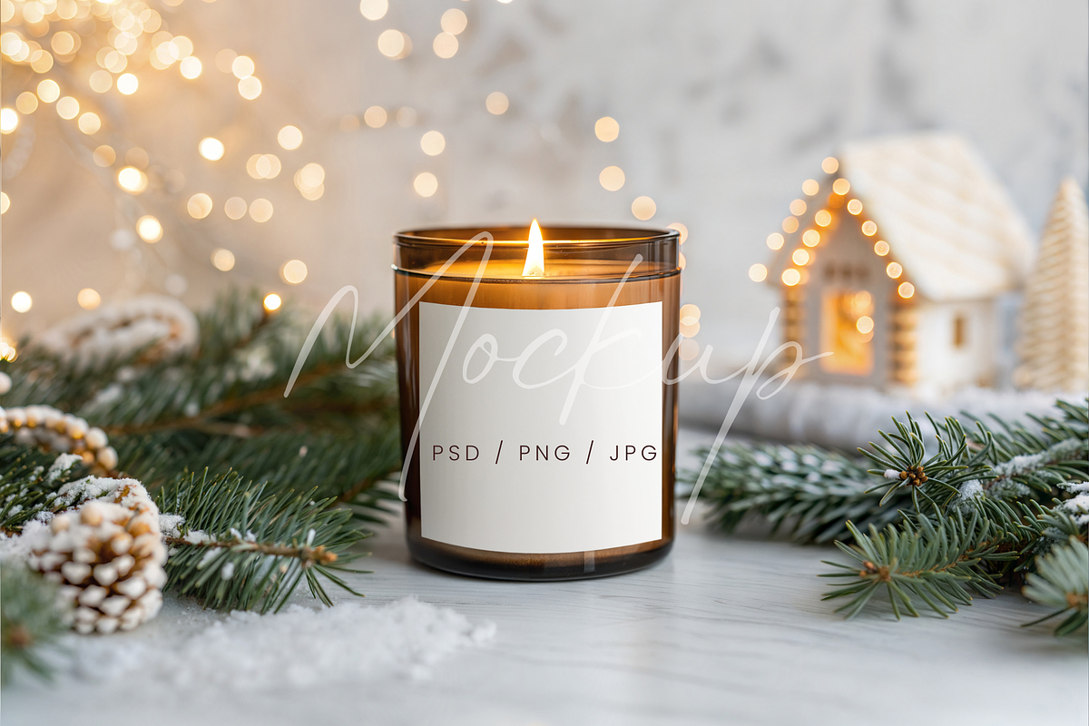 Christmas Amber Candle Glass Mockup, a Product Mockup by TatiMockup (Photo 1 of 5)