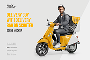 Delivery guy on scooter Mockup, an Advertising Mockup by BlackMockup (Thumbnail 1 of 12)