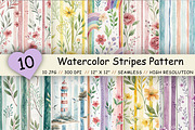 Watercolor Stripes Digital Paper, a Pattern Graphic by FloridPrintables (Thumbnail 1 of 9)