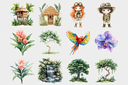 Watercolor Jungle Adventure Clipart, a Seasonal Illustration by Design Market (Thumbnail 3 of 5)