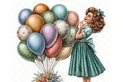 Balloon girl Clipart JPG, a Person Illustration by Memories By Lea (Thumbnail 17 of 18)