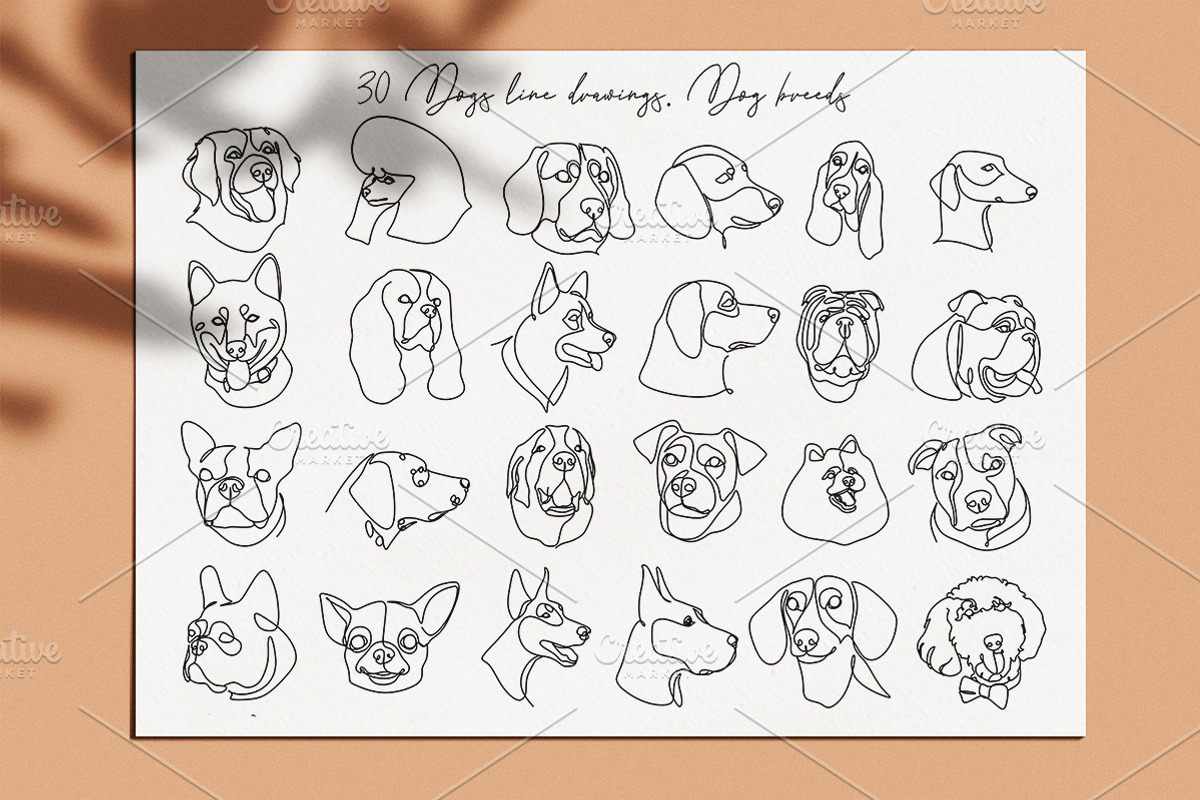 30 Dogs line drawings. Dog breeds, an Outline Icon by velychko.ua (Photo 4 of 9)