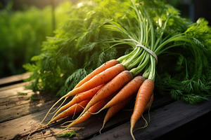 Fresh carrot on wooden background, a Food & Drink Photo by AlyaAnd