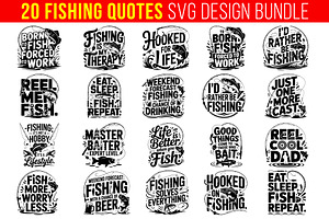 20 Fishing Quotes SVG Design Bundle, an Object Graphic by himelgfx