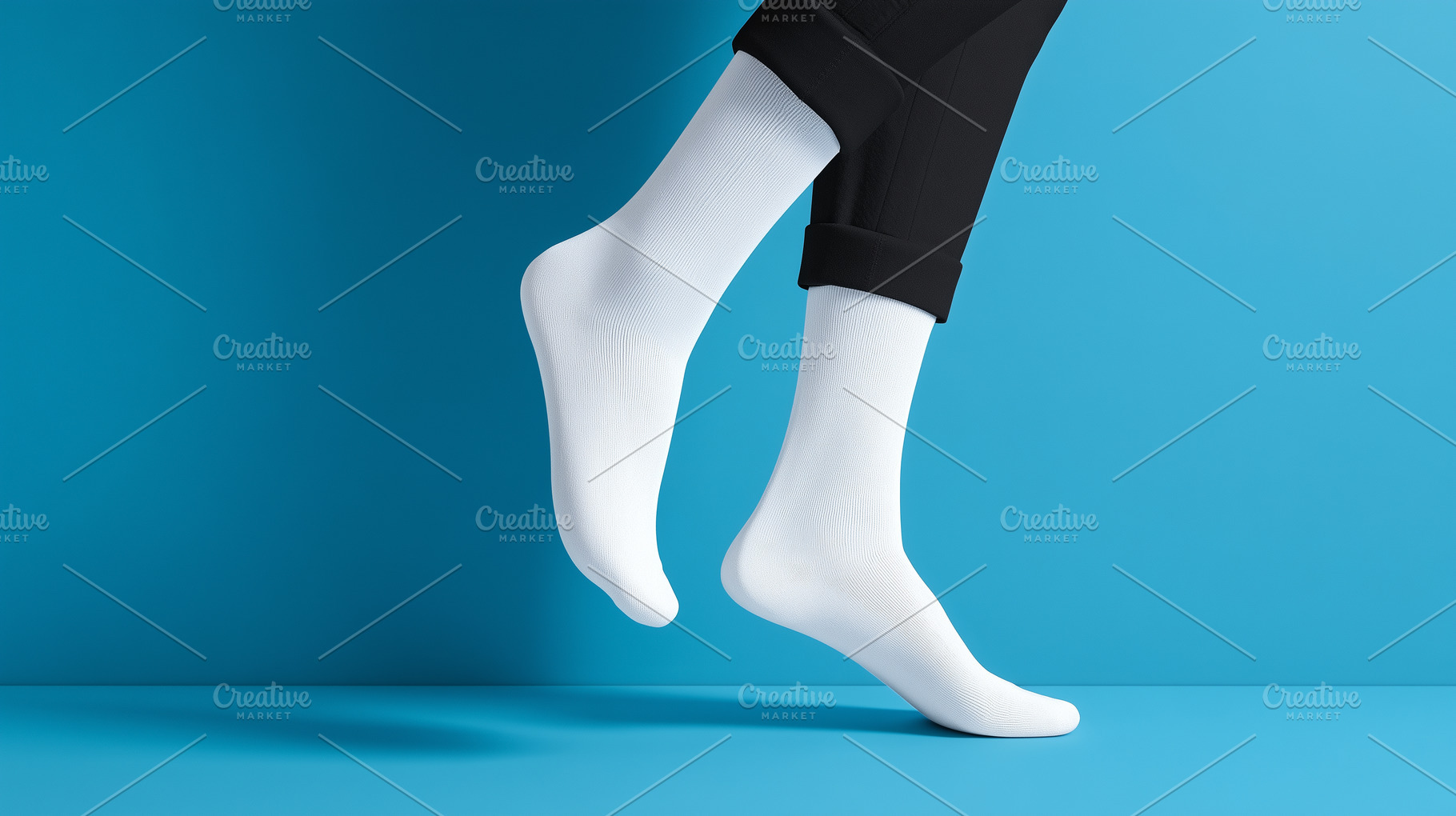 White cotton socks mockup on feet, a Beauty & Fashion Photo by MistyDay