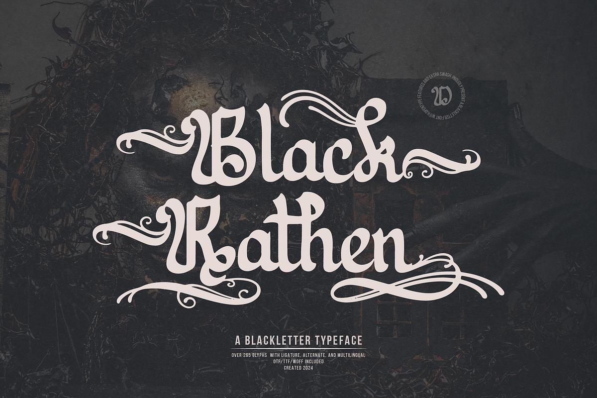 Black Rathen | Blackletter Typeface, a Blackletter Font by Denustudios (Photo 1 of 15)