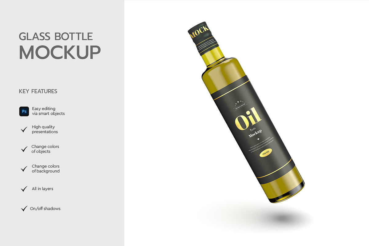 Glass Oil Bottle Mockup, a Product Mockup by graphypix (Photo 2 of 4)