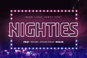 NIGHTIES - Neon Light Party Font, a Sans Serif Font by Hamz Studio (Thumbnail 1 of 11)