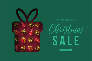 Vector Christmas sale banner, an Object Illustration by Liudmyla Matviiets