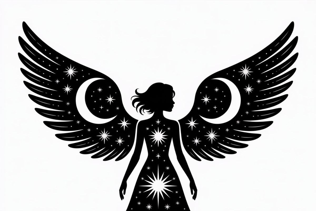 starry angel wings silhouette, an Illustration by Amazin_art (Photo 14 of 21)