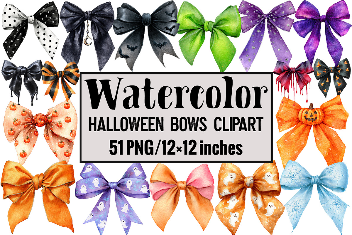 Halloween Bows Clipart, an Illustration by Design Market (Photo 1 of 3)