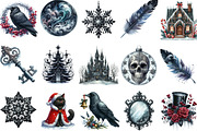 Gothic Christmas Winter Clipart, an Illustration by Designking (Thumbnail 3 of 5)
