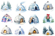 Watercolor Igloo Clipart, an Illustration by Designworld (Thumbnail 2 of 5)
