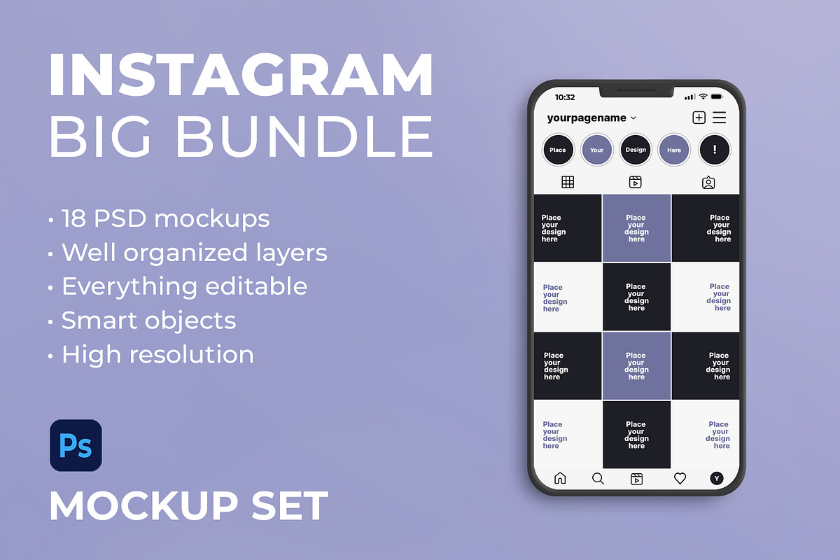 Instagram mockup big set, an Advertising Mockup by tinuwiell (Photo 1 of 2)