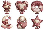 Kawaii Valentines Clipart, an Illustration by CraftArtStudio (Thumbnail 3 of 6)